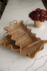 Scalloped Rattan Nesting Trays