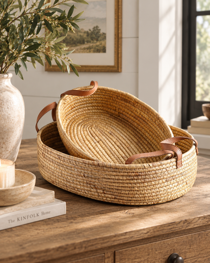 Oval Hand-Woven Seagrass Basket