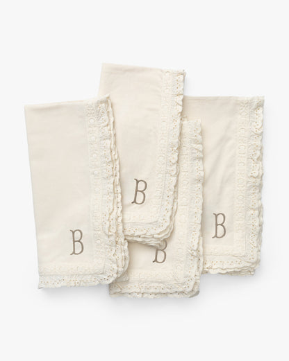 Lace Trim Napkins (Set of 4)