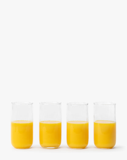 Ribbed Tall Drinking Glasses (Set of 4)