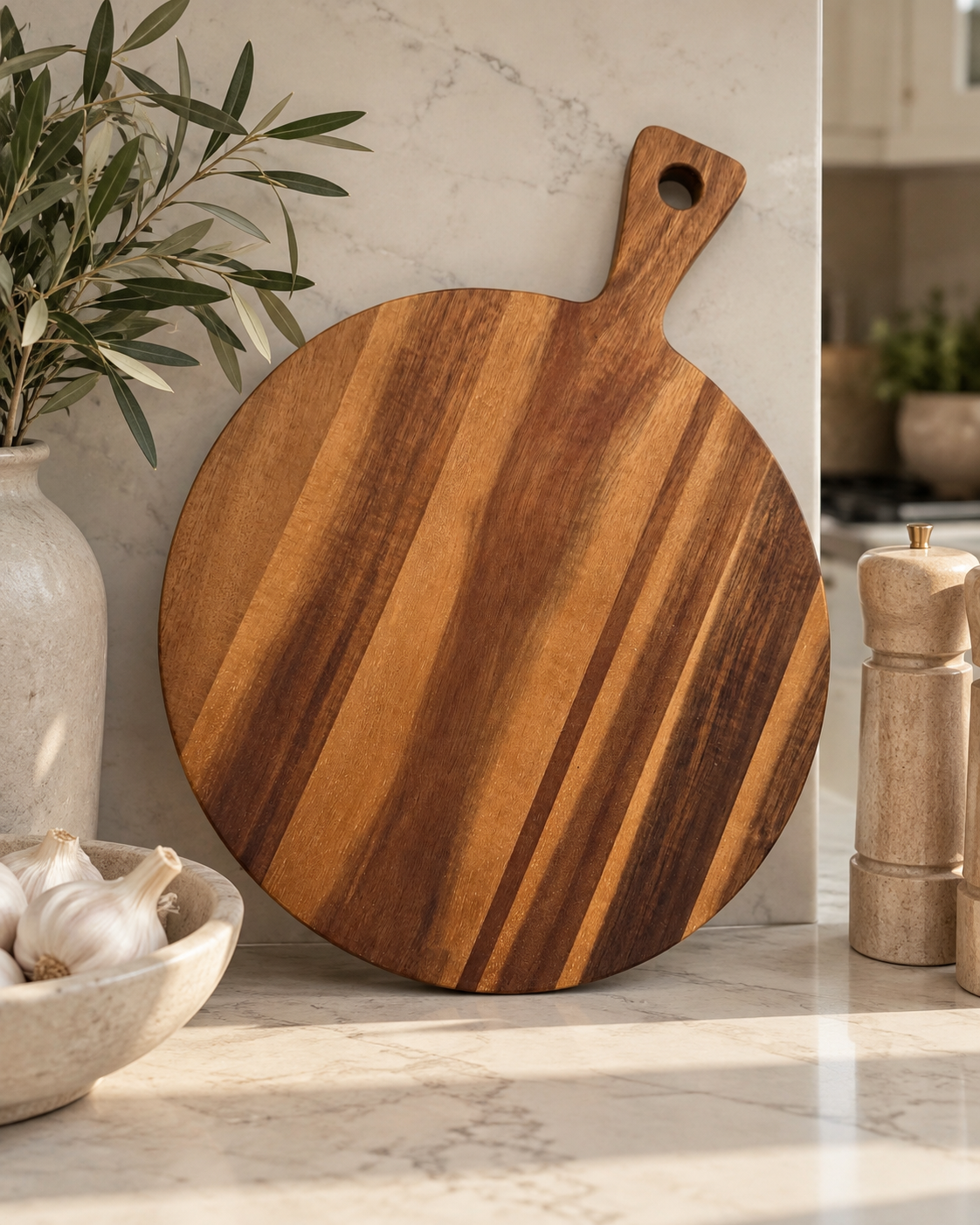 Lucas Round Wood Serving Board & Decorative Tray